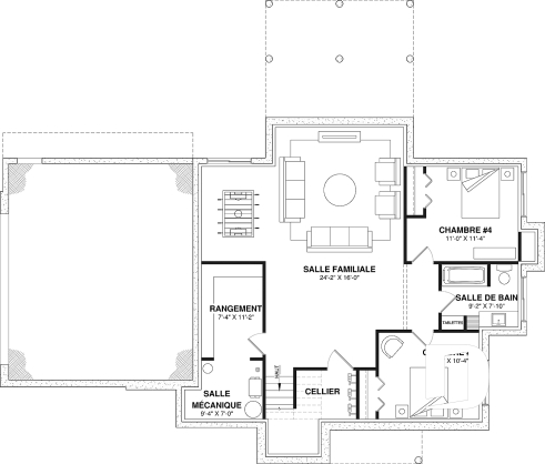 Sous-sol aménagé (Optionel $) - Plan de maison Tudor d’inspiration anglaise avec garage double et jusqu’à 5 chambres - Eugene