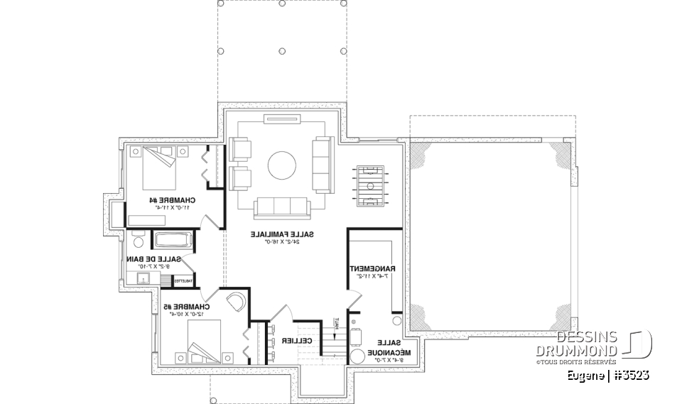 Sous-sol aménagé (Optionel $) - Plan de maison Tudor d’inspiration anglaise avec garage double et jusqu’à 5 chambres - Eugene