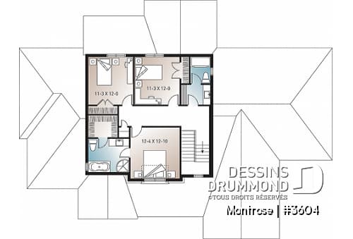 Étage - Plan de maison américaine 4 chambres, garage triple, salle à manger formel, coin déjeuner, grand salon - Montrose