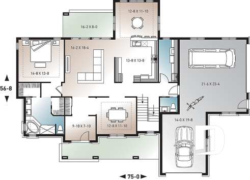 Rez-de-chaussée - Plan de maison américaine 4 chambres, garage triple, salle à manger formel, coin déjeuner, grand salon - Montrose