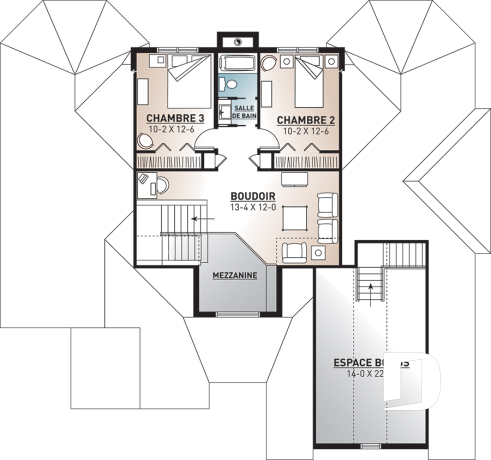 Étage - Suite des maîtres, 3 chambres, 2 séjours, bureau, espace boni - Georgiana