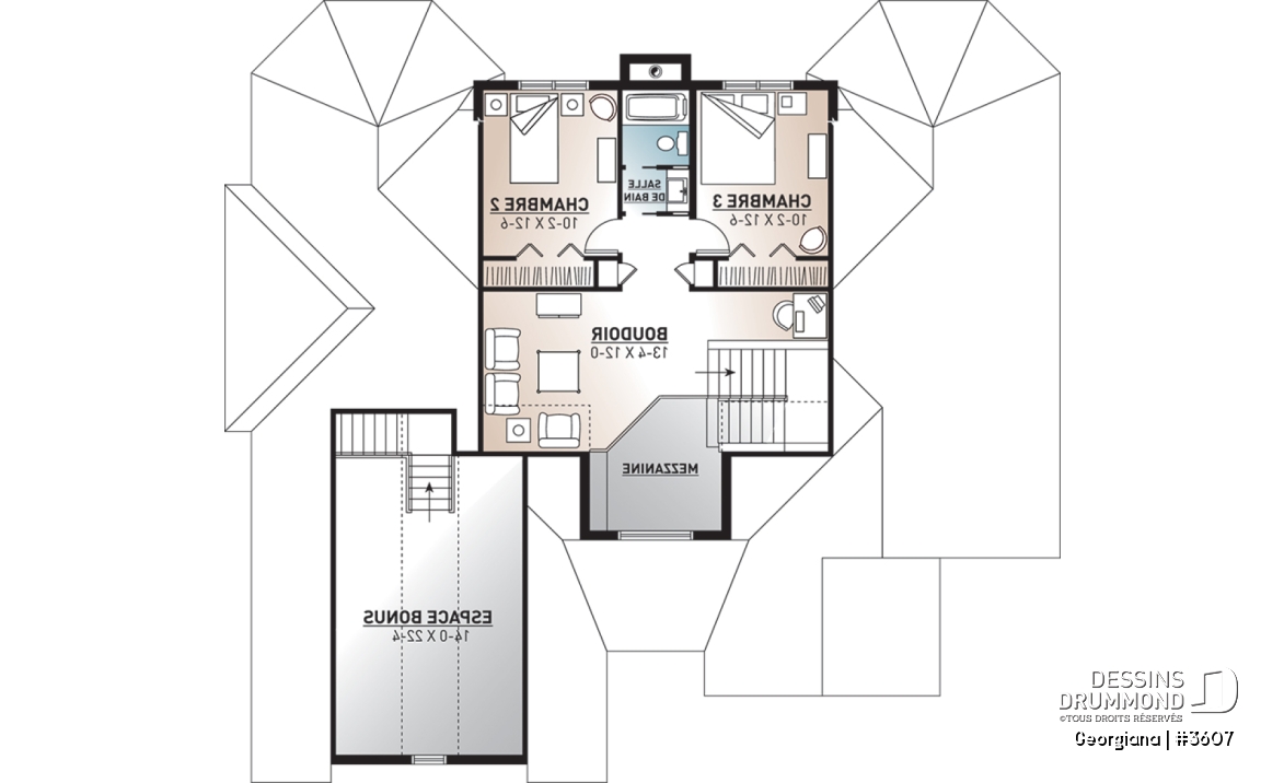 Étage - Suite des maîtres, 3 chambres, 2 séjours, bureau, espace boni - Georgiana