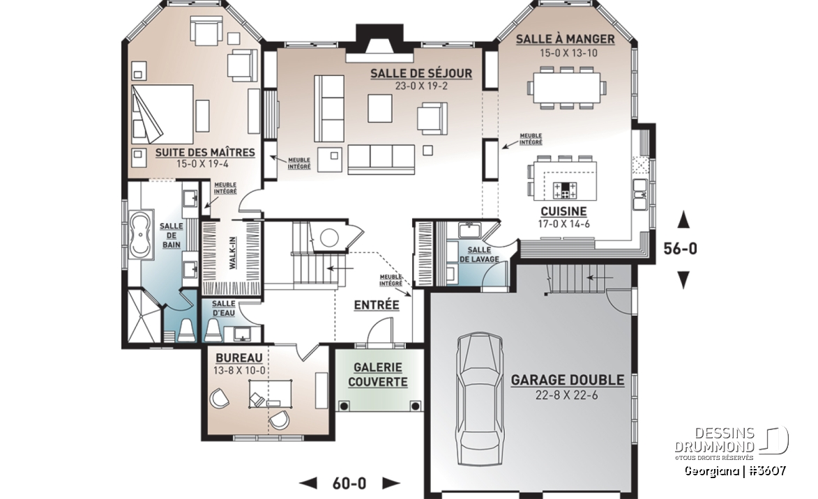 Rez-de-chaussée - Suite des maîtres, 3 chambres, 2 séjours, bureau, espace boni - Georgiana