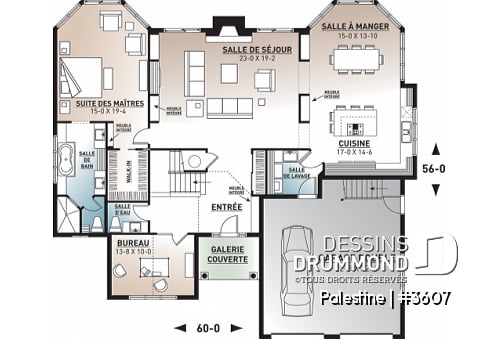 Rez-de-chaussée - Suite des maîtres, 3 chambres, 2 séjours, bureau, espace boni - Palestine