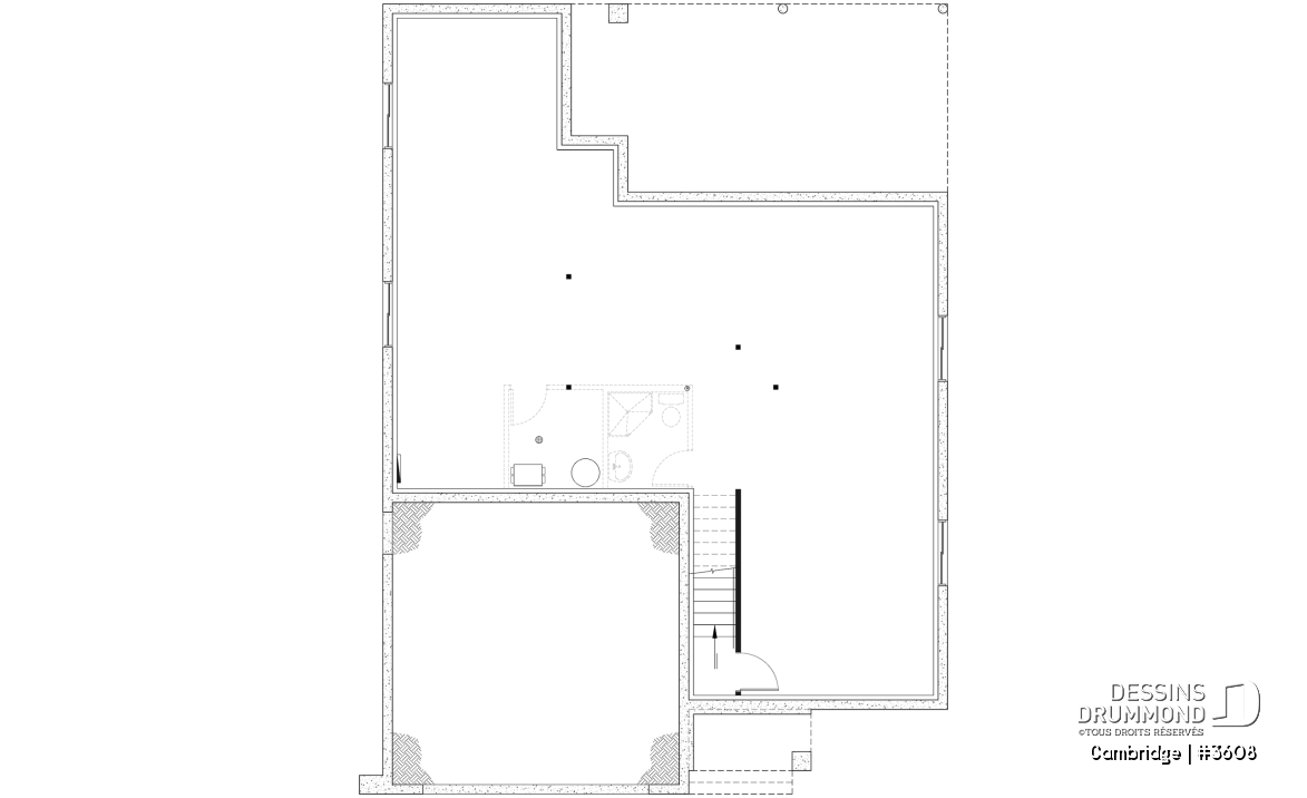 Sous-sol aménageable - Plan de Maison 4-5 chambres, style barndominium, suite principale au rdc, garage double - Cambridge