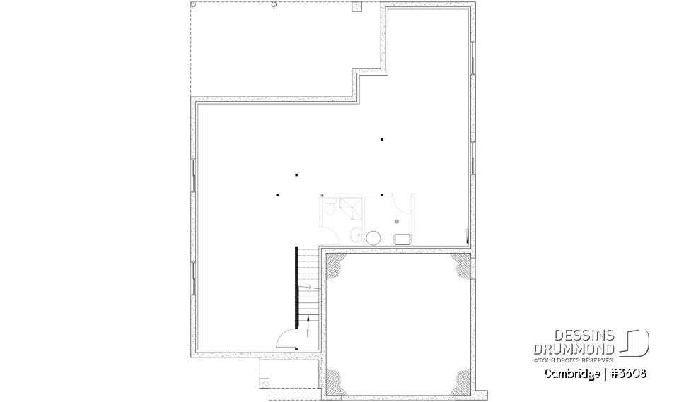 Sous-sol aménageable - Plan de Maison 4-5 chambres, style barndominium, suite principale au rdc, garage double - Cambridge