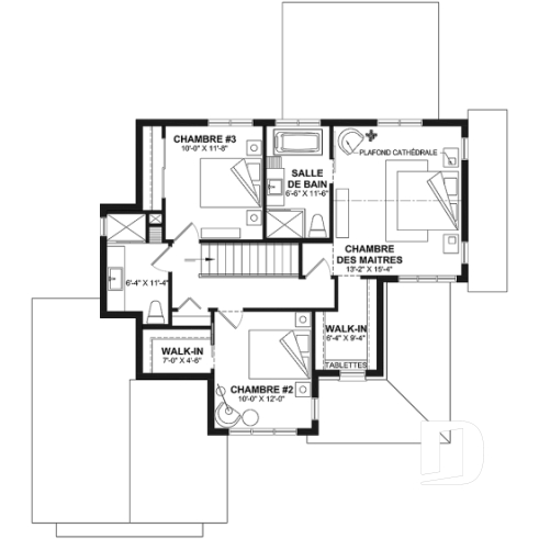 Étage - Modèle de farmhouse moderne 3 chambres, garage, bureau, grande terrasse abritée, vestiaire, garde-manger - Sunny Haven