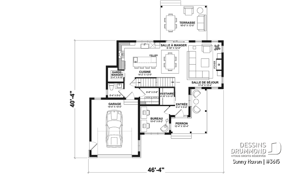 Rez-de-chaussée - Modèle de farmhouse moderne 3 chambres, garage, bureau, grande terrasse abritée, vestiaire, garde-manger - Sunny Haven