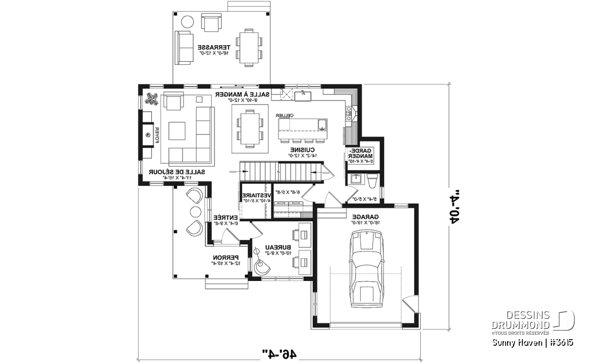 Rez-de-chaussée - Modèle de farmhouse moderne 3 chambres, garage, bureau, grande terrasse abritée, vestiaire, garde-manger - Sunny Haven