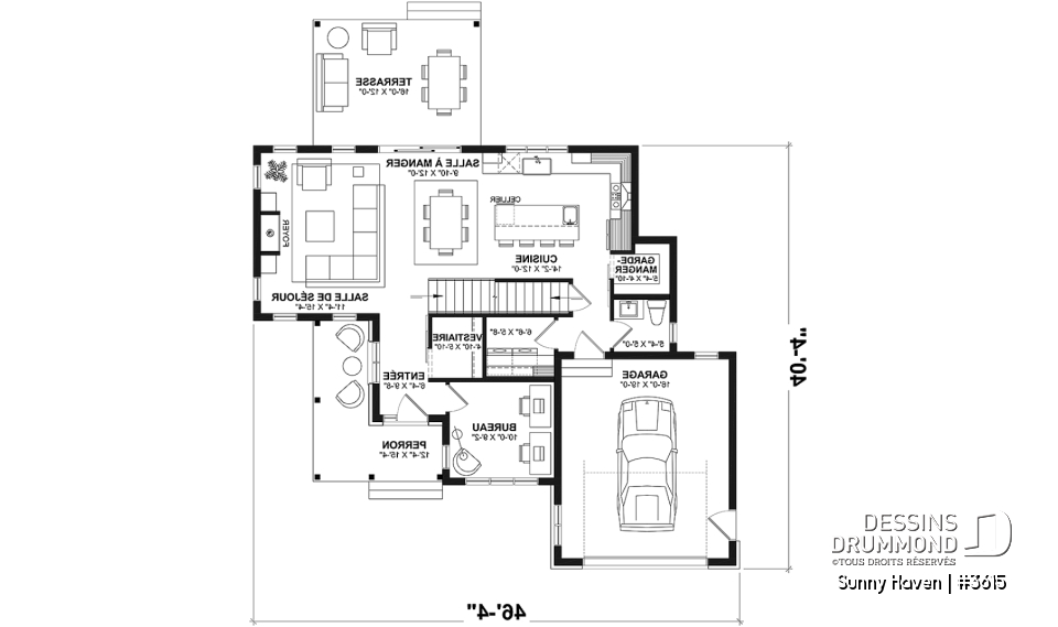 Rez-de-chaussée - Modèle de farmhouse moderne 3 chambres, garage, bureau, grande terrasse abritée, vestiaire, garde-manger - Sunny Haven