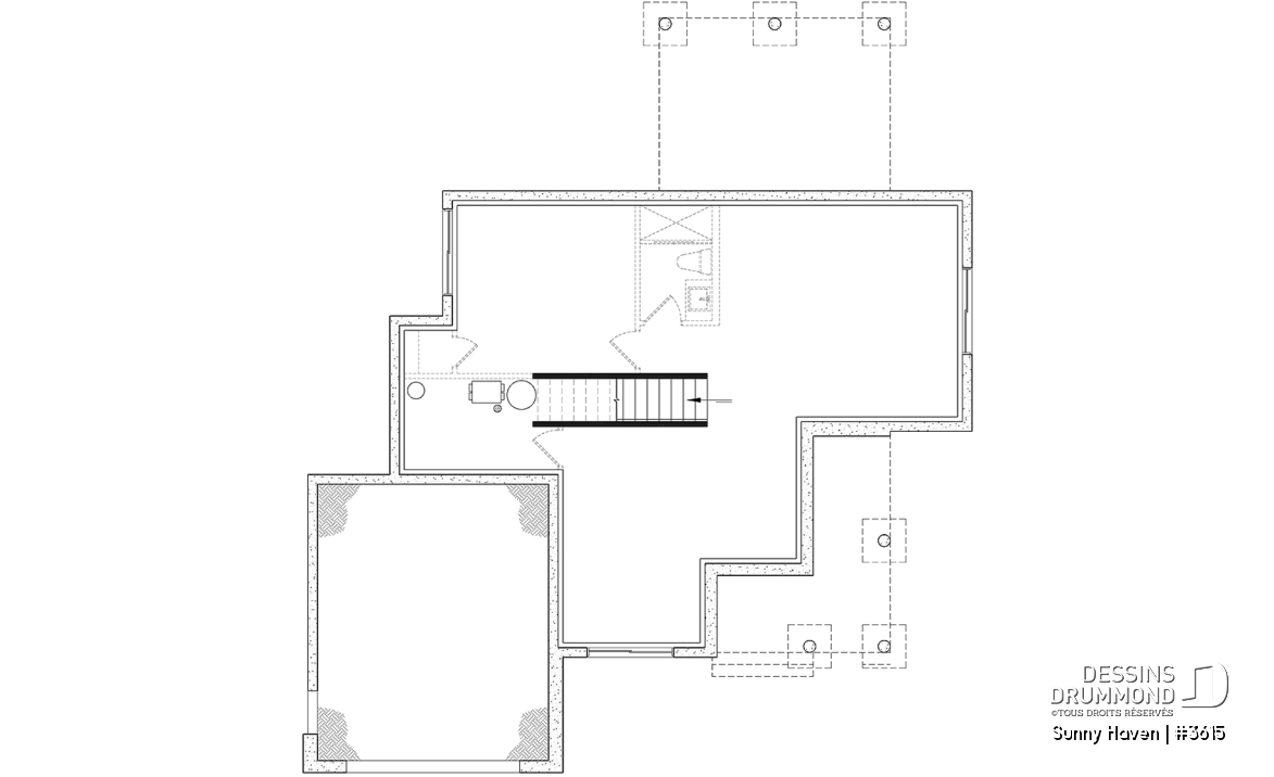 Sous-sol aménageable - Modèle de farmhouse moderne 3 chambres, garage, bureau, grande terrasse abritée, vestiaire, garde-manger - Sunny Haven