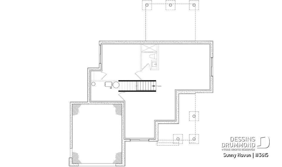 Sous-sol aménageable - Modèle de farmhouse moderne 3 chambres, garage, bureau, grande terrasse abritée, vestiaire, garde-manger - Sunny Haven