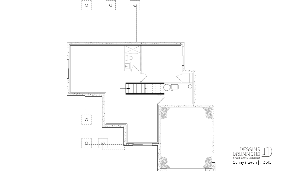 Sous-sol aménageable - Modèle de farmhouse moderne 3 chambres, garage, bureau, grande terrasse abritée, vestiaire, garde-manger - Sunny Haven