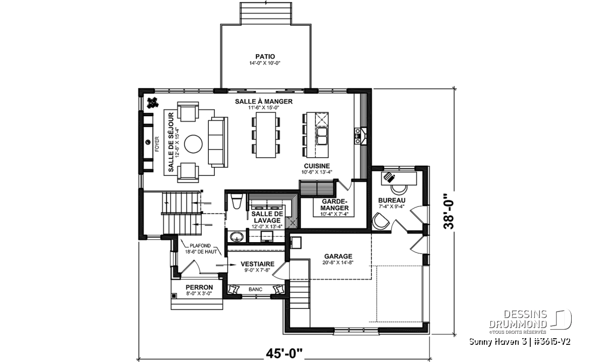 Rez-de-chaussée - Maison farmhouse moderne avec garage latéral, superbe chambre principale, bureau, cuisine avec garde-manger - Sunny Haven 3