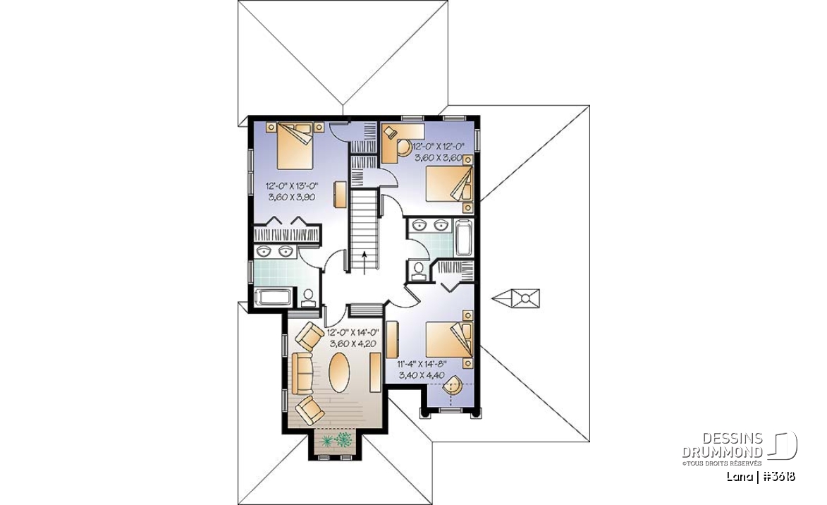 Étage - Maison style Floride, 4 à 5 chambres, garage double, îlot cuisine, grand séjour - Lana
