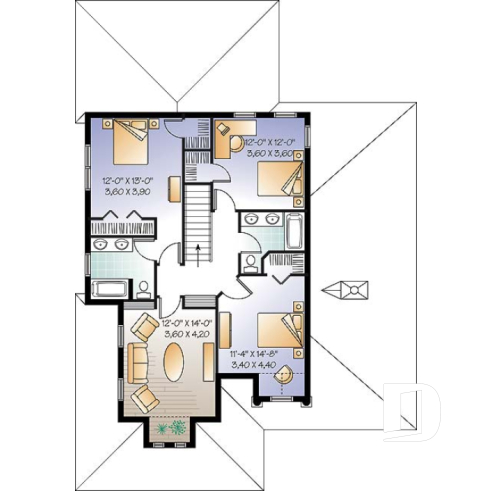 Étage - Maison style Floride, 4 à 5 chambres, garage double, îlot cuisine, grand séjour - Lana