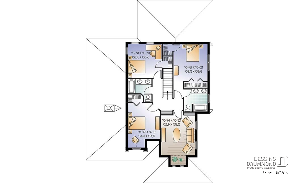 Étage - Maison style Floride, 4 à 5 chambres, garage double, îlot cuisine, grand séjour - Lana
