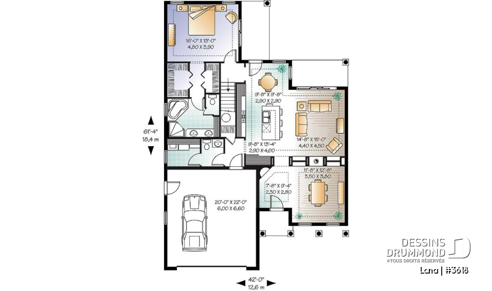 Rez-de-chaussée - Maison style Floride, 4 à 5 chambres, garage double, îlot cuisine, grand séjour - Lana