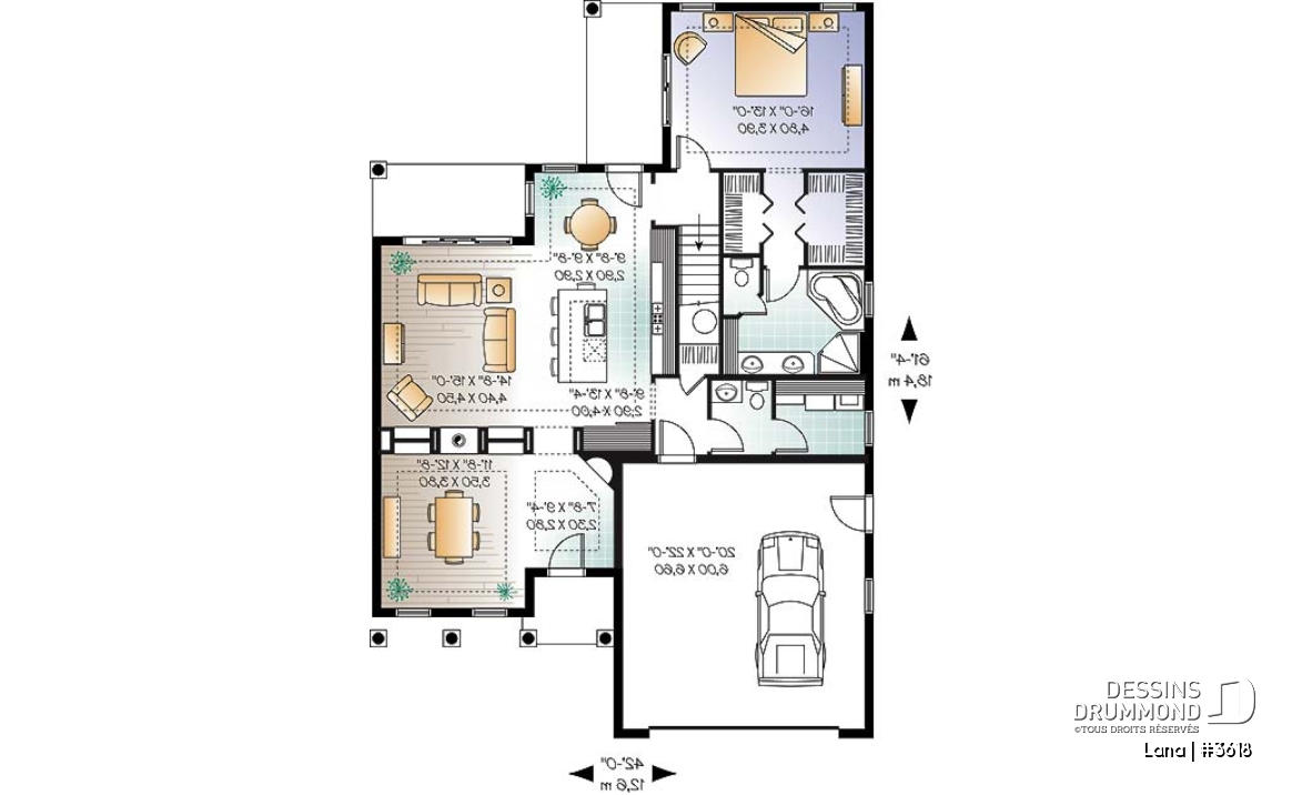 Rez-de-chaussée - Maison style Floride, 4 à 5 chambres, garage double, îlot cuisine, grand séjour - Lana