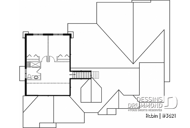 Étage - Plan de maison 3 à 6 chambres + bureau, garage double, vestiaire, garde-manger suite des maîtres - Robin