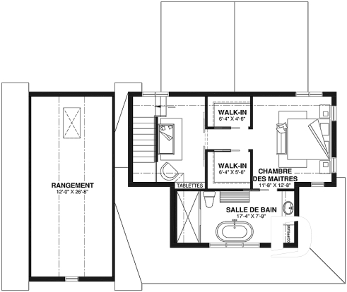 Étage - Plan de maison champêtre lumineuse avec plafond cathédrale, suite parentale et accents rustiques. - Oaks