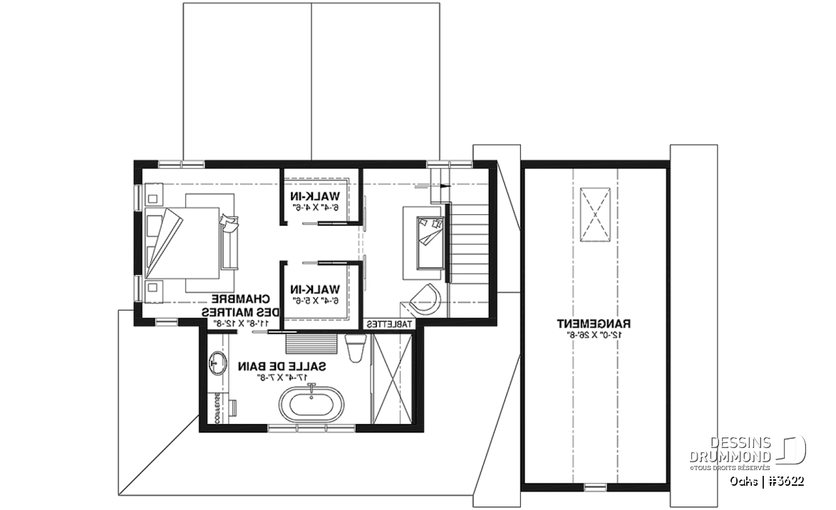 Étage - Plan de maison champêtre lumineuse avec plafond cathédrale, suite parentale et accents rustiques. - Oaks