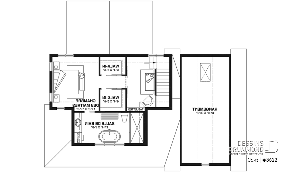 Étage - Plan de maison champêtre lumineuse avec plafond cathédrale, suite parentale et accents rustiques. - Oaks