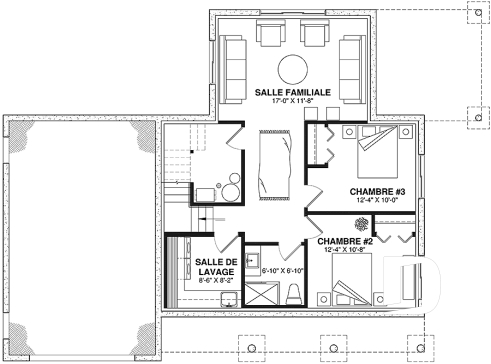 Sous-sol aménagé (Optionel $) - Plan de maison champêtre lumineuse avec plafond cathédrale, suite parentale et accents rustiques. - Oaks