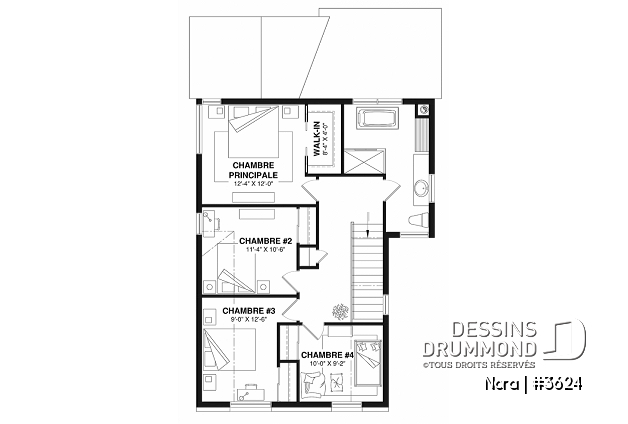 Étage - Maison avec 6 chambres + bureau, style Scandinave, aménagée sur 3 planchers, terrasse abritée, gym au sous-sol - Nora