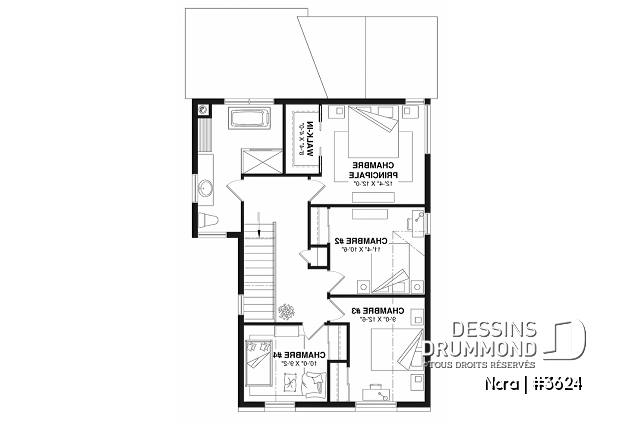Étage - Maison avec 6 chambres + bureau, style Scandinave, aménagée sur 3 planchers, terrasse abritée, gym au sous-sol - Nora