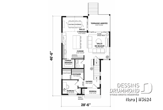 Rez-de-chaussée - Maison avec 6 chambres + bureau, style Scandinave, aménagée sur 3 planchers, terrasse abritée, gym au sous-sol - Nora