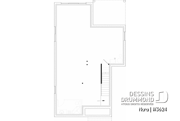 Sous-sol aménageable - Modèle de maison scandinave lumineuse avec foyer, plafond cathédrale et possibilité de 6 chambres - Nora