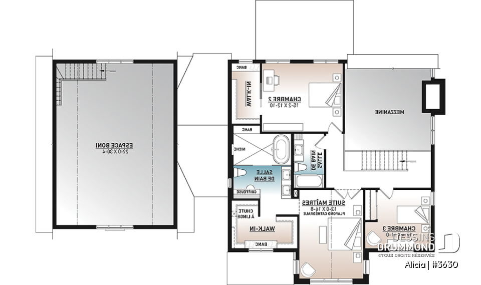 Étage - Plan de maison Farmhouse Moderne conçue pour Alicia Moffet, chanteuse canadienne populaire! - Alicia