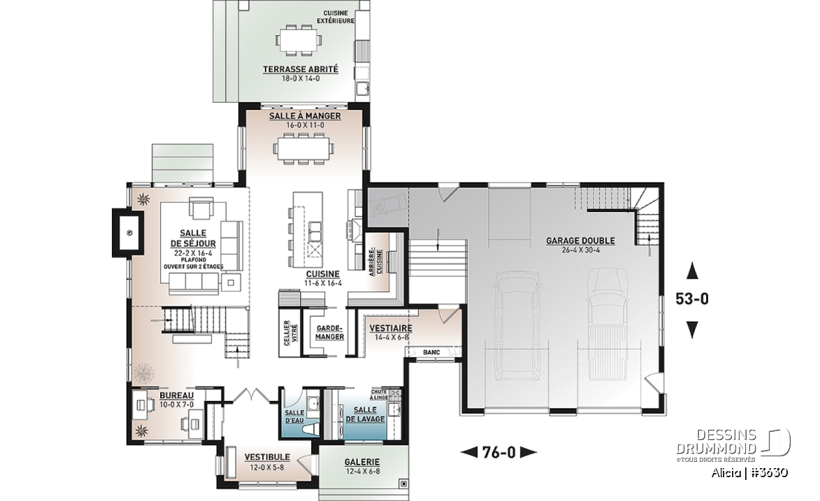 Rez-de-chaussée - Plan de maison Farmhouse Moderne conçue pour Alicia Moffet, chanteuse canadienne populaire! - Alicia