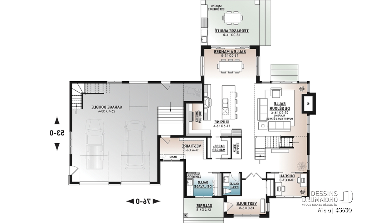 Rez-de-chaussée - Plan de maison Farmhouse Moderne conçue pour Alicia Moffet, chanteuse canadienne populaire! - Alicia