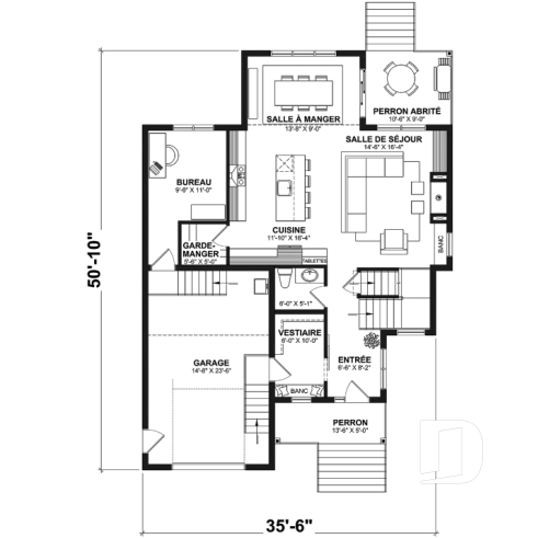 Rez-de-chaussée - Magnifique farmhouse compacte 4 chambres avec garage, bureau séparé de la maison - Léo 2