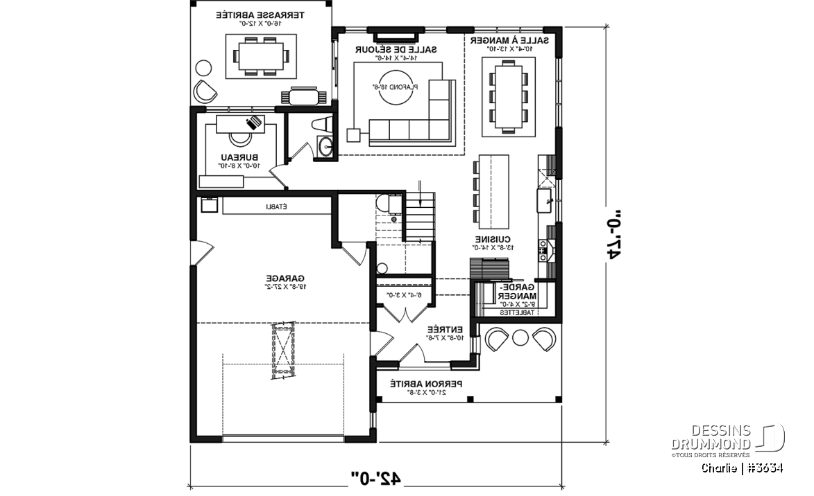 Rez-de-chaussée - Modèle Maison de Ferme (Farmhouse) proposant 3 chambres, 2.5 s.de bain, garage avec établi, terrasse abritée - Charlie