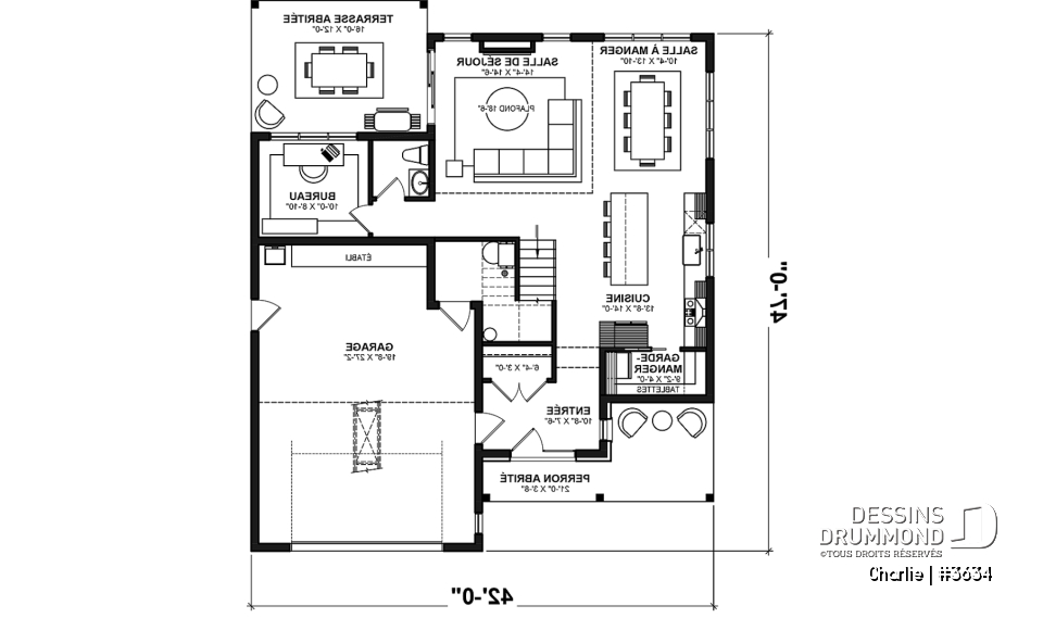 Rez-de-chaussée - Modèle Maison de Ferme (Farmhouse) proposant 3 chambres, 2.5 s.de bain, garage avec établi, terrasse abritée - Charlie