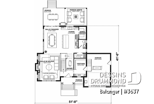 Rez-de-chaussée - Maison farmhouse moderne 4 chambres, garage, superbe salon à l'avant avec cathédral et foyer - Belanger