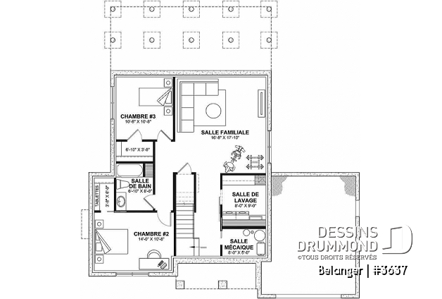 Sous-sol - Maison farmhouse moderne 4 chambres, garage, superbe salon à l'avant avec cathédral et foyer - Belanger