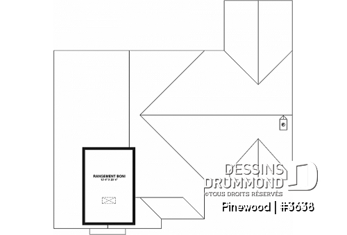Rangement boni - Grand plain-pied avec 3 chambres, bureau, garage, vestiaire, garde-manger, plafond cathédral, foyer - Pinewood