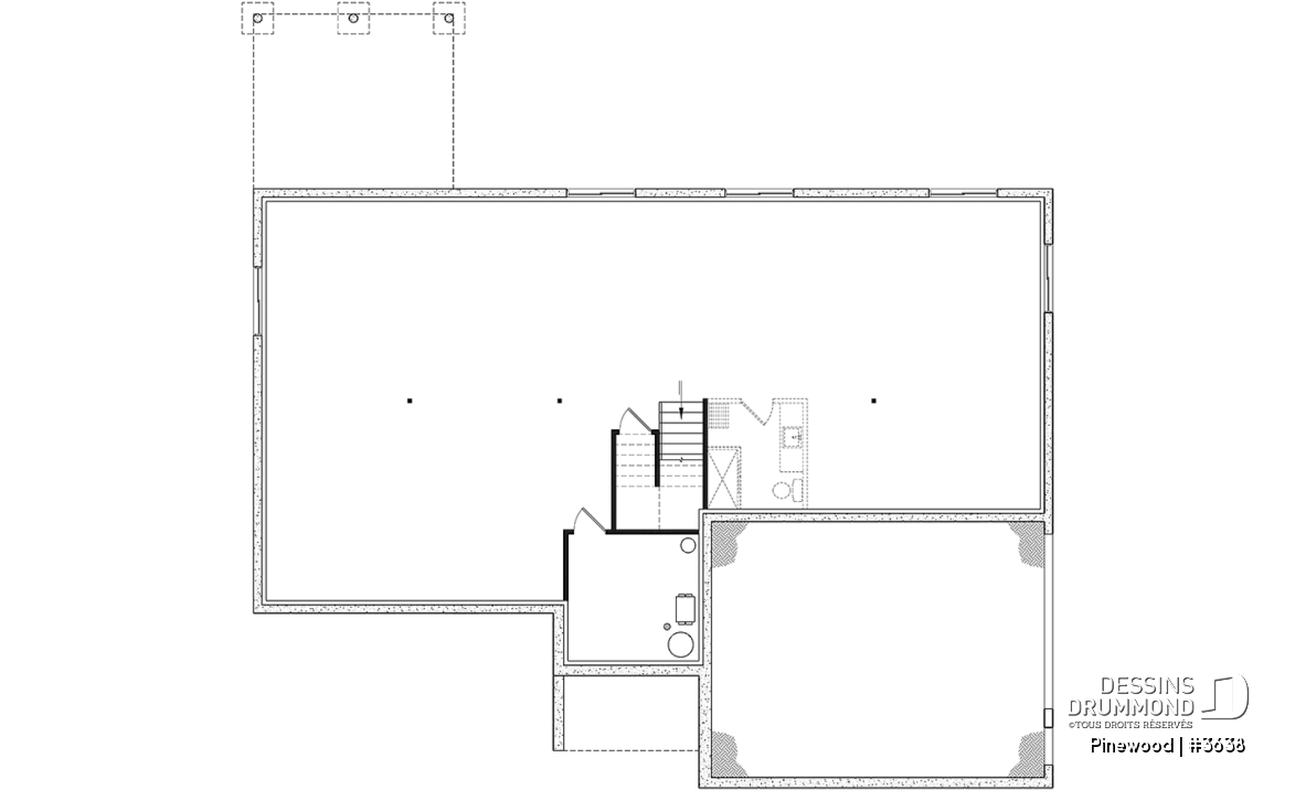 Sous-sol - Grand plain-pied avec 3 chambres, bureau, garage, vestiaire, garde-manger, plafond cathédral, foyer - Pinewood