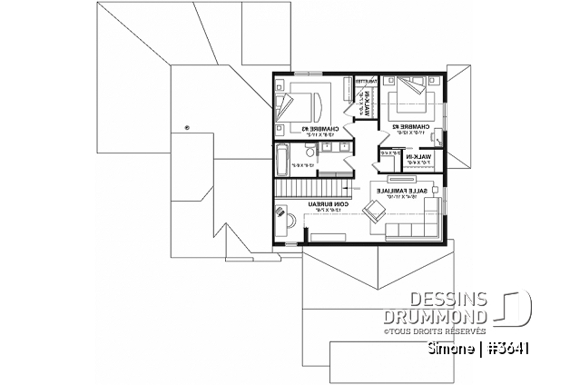 Étage - Maison de style campagne française en forme de L, pas de sous-sol, 3 à 4 chambres, 2 salles familiales - Simone