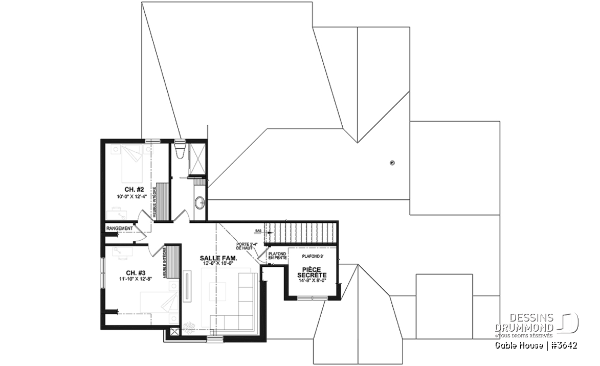 Étage - Maison style Moderne Français sur dalle proposant garage, 3 à 4 chambres, aire ouverte, vestiaire et plus! - Gable House