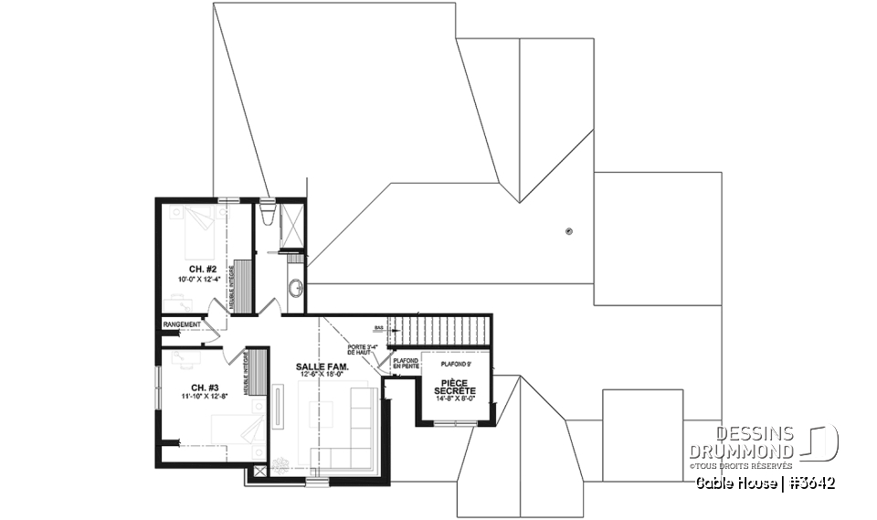 Étage - Maison style Moderne Français sur dalle proposant garage, 3 à 4 chambres, aire ouverte, vestiaire et plus! - Gable House