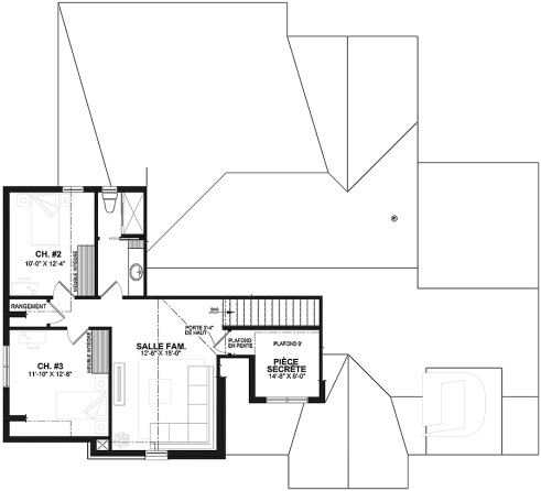 Étage - Maison style Moderne Français sur dalle proposant garage, 3 à 4 chambres, aire ouverte, vestiaire et plus! - Gable House