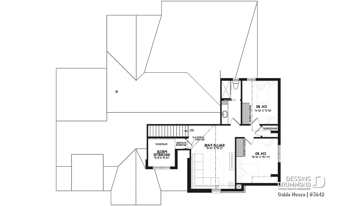 Étage - Maison style Moderne Français sur dalle proposant garage, 3 à 4 chambres, aire ouverte, vestiaire et plus! - Gable House