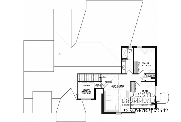Étage - Maison style Moderne Français sur dalle proposant garage, 3 à 4 chambres, aire ouverte, vestiaire et plus! - Gable House