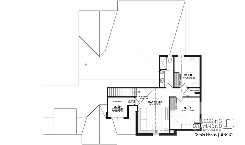 Étage - Maison style Moderne Français sur dalle proposant garage, 3 à 4 chambres, aire ouverte, vestiaire et plus! - Gable House