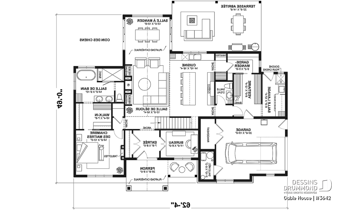Rez-de-chaussée - Maison style Moderne Français sur dalle proposant garage, 3 à 4 chambres, aire ouverte, vestiaire et plus! - Gable House